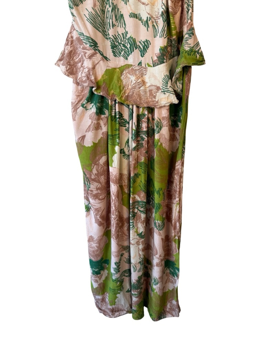 H&M Floral Maxi Dress in Green and Brown Size 2 Cottagecore Boho Flowy Summer - Picture 11 of 11